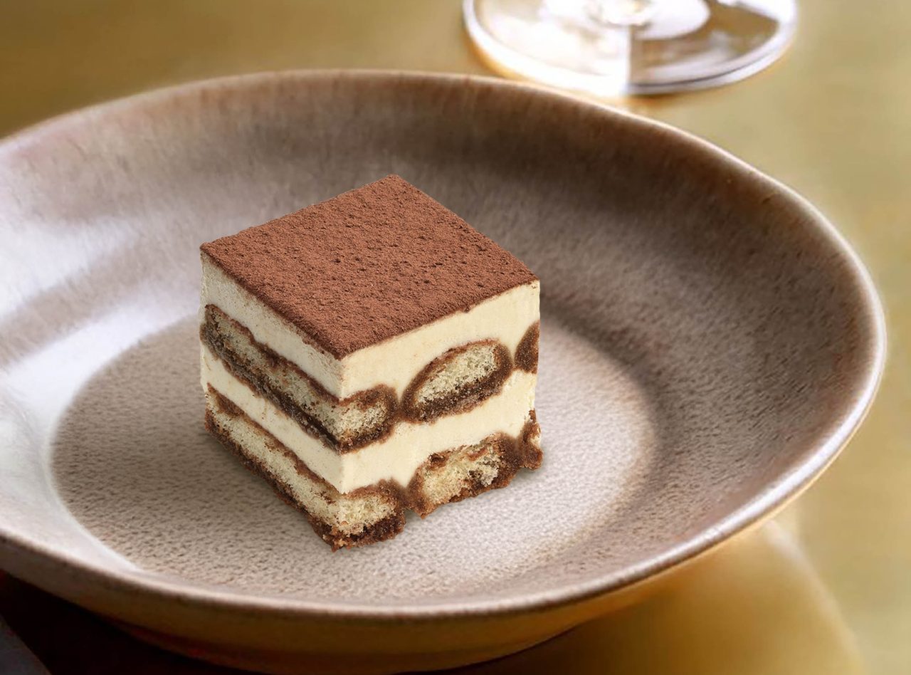 Tiramisu dessert plated for service