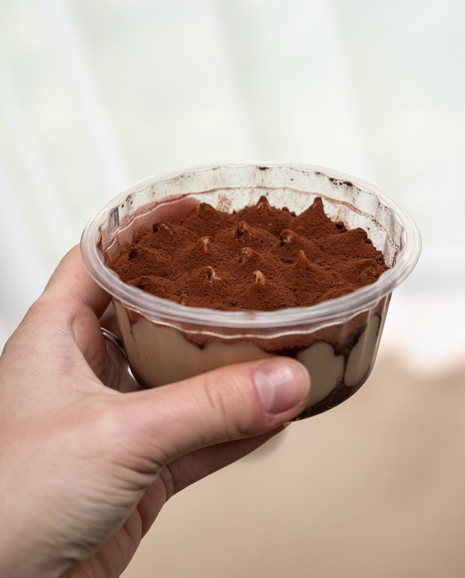 Tiramisu dessert in a portion pot
